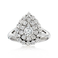 Vint Diamond Teardrop Cluster Rng in 14k White Gold Size 6.25