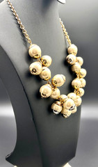 J. Crew Vintage Pearl Cluster Statement Necklace Gold Tone Chunky Bubble Chic