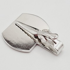 G Letter Old English Script Silver Tone Black Enamel SWANK Tie Clip Clasp