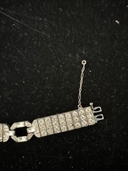 Art Deco Wachenheimer Diamonbar Buckle Sterling Silver Rhinestone Bracelet
