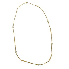 Freshwater Pearl Multi Style Link Gold Tone Chain Vtg Station Necklace 24 Inch