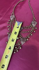 Vintage Brass Filigree Festoon Bib Necklace Victorian Revival Hollow Ball Drops