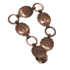Copper Bracelet 7″ Concho Southwestern Rustic Americana Cowgirl Boho Rodeo VTG