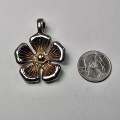 JOSEPH ESPOSITO 14KT & STERLING FLOWER PENDANT/ENHANCER 23 GRAMS LOVE BEGINS 925