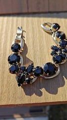 Juliana D & E Layered Jet Black Silvertone 5 Link Bracelet 6.50 BOOK Ref 1062