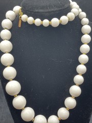Vintage Monet’ Graduated Faux Pearls With Gold Tone Accents 12” With Logo Tag