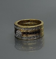 Womens Size 7 Ring Yellow Gold Plated Brown White Diamonds Engagement