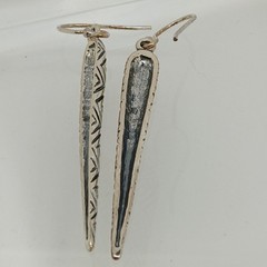 Vintage 90s Sterling Silver 925 Geometric Tribal Tattoo Dangle Earrings Thailand