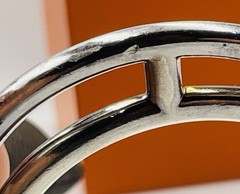 Hermes Paris Vintage French Sterling Silver H Cuff Bracelet