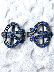 Lot of 4 Art Deco Brooch MWCA 1930s & Blue Rhinestone Buckles