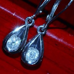14k white gold earrings 0.25ct natural diamond 1.0″ teardrop dangle 2.50gr N3344