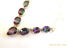 EXQUISITE STERLING SILVER IMPERIAL TOPAZ NECKLACE