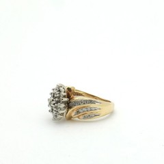 Vintage 1980s 10K Yellow Gold Diamond (.99 TCW) Cluster Statement Ring-Size 4.75