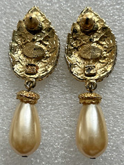Lot of 4 Vintage Faux Pearl Gold Tone Pierced Earrings 1950s-1960s