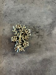 Vintage Floral Flower Branch Brooch Pin Silver tone With Pink Rhinestones