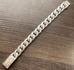 Heavy ~80g Floral Cross ID Bracelet 8.5in Chunky Silver Tone Vintage Gothic