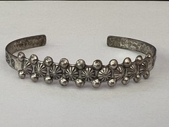 Vintage Nickel Silver – NAVAJO Signed SANFORD Stamped Cuff Adjustable Bracelet