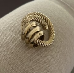 Vintage Stamped Germany Door Knocker Twist Rope Circle Brooch Gold Plated Brass