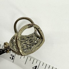 Vintage Textured Pendant Convex Shaped Fillegree Scarf Ring Rustic Boho
