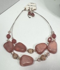 Vintage JC Penny NWT MIXIT Goldtone Pink Multi Necklace Pierced Earrings Set New