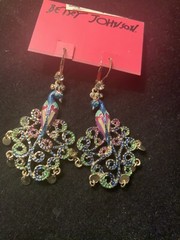 Betsey Johnson Morocco Adventure Peacock Earrings Rare – 13