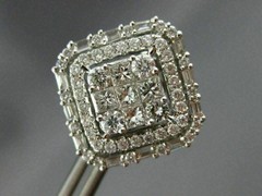 LARGE 2.40CT ROUND BAGUETTE & PRINCESS DIAMOND 18KT WHITE GOLD 3D STUD EARRINGS