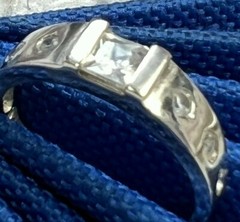 Sterling Silver 0.925 Estate WHITE Quartz 3/16″ BAND RING size 7