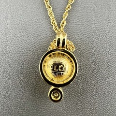 Vintage Liz Claiborne Necklace Clear Faceted Bezel Set Pendant Gold Tone Signed