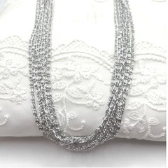 Sarah Coventry Vintage Silver Tone 7 Strand Textured Link Chain Necklace 17.5″