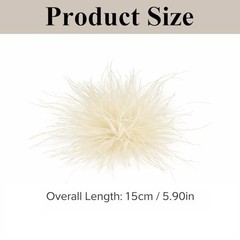 Ostrich Feather Flower Brooch Pin, Natural Beige Large 15cm Vintage Floral
