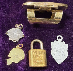 Vtg to Now Junk Drawer Costume Jewelry Lot Watch Padlock Brooch Pendant Estate