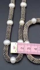 Vintage White Pearl Silver Tone Set Necklace 17″ Bracelet 6.25 in upstretched