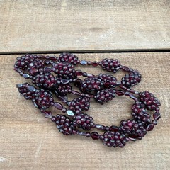 Vintage Garnet Grape Cluster Beaded Necklace 18″ Hang Continuous No Clasp