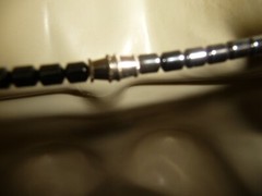 GUN METAL GRAY & ORANGE BEADDS 9″L NECKLACE #17/12A
