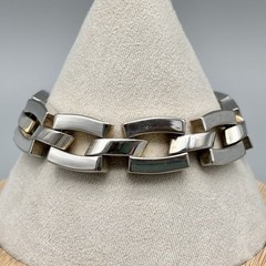 Taxco Mexico Sterling Silver Extra Heavy Solid Modernist 7.75″ Link Bracelet 53g