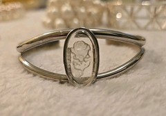 Lot Of 4 Vintage Cuff Bracelets Silver Tone & Faux Pearl