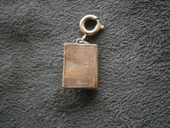 High School Book Opening Goldtone MOP Locket Pendant Charm 2.0g ~ Engraved MJG