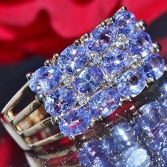 10k yellow gold ring 1.79ct treated tanzanite diamond size 7 vintage 3.6gr
