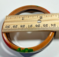 Lot of 4 Bangle Bracelets Wood-like Lacquered Painted 2 Gray 1 Brown 1 Multi EUC
