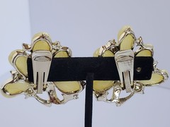 Vintage Rhinestone Plastic Flower Earring Jewelry