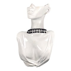 Victorian Revival Choker Necklace 16″ Black Glass Wire Dangle MCM VTG Witch Goth