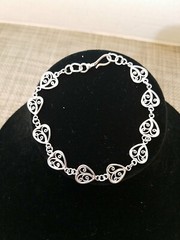 Vintage Silver Heart Filigree Bracelet 8″ approx 1 cm wide