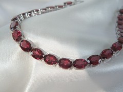New Sterling Silver 925 Natural Rhodolite Pink Garnet Tennis Bracelet 7.5″