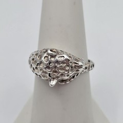 Vintage Adjustable 925 Sterling Silver Leopard Cheetah Big Cat Wrap Ring sz 7.5