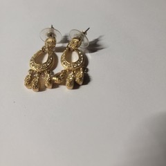 Antique 80th Roman gold white stones small chandelier stud earrings