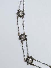 Liz Palacios SF Vintage Crystal Festoon Necklace Filigree Multistrand Art Deco
