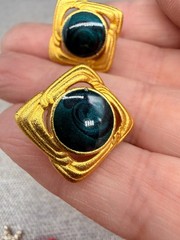 Vintage Enamel Earring Lot Marbled Hearts Hoops Pierced