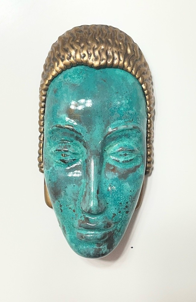 Vintage Signed ART DECO 89 #B067 Enameled Turquoise Colored Head Pin Brooch
