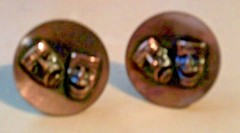 “KIM” Comedy Tragedy Mask Cuff links Drama Faces Theater Acting/Actor/Actress