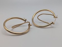 Large 14k Gold Twisted Hoop Earrings. 3″ Intertwined Twisted Double Wire Hoop Ea